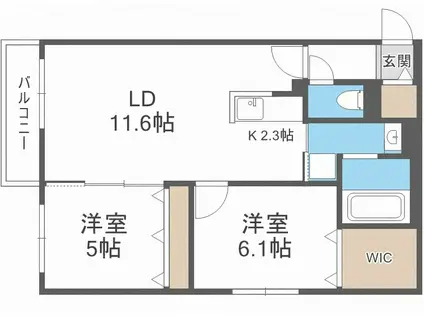 IRIS白石(2LDK/3階)の間取り写真