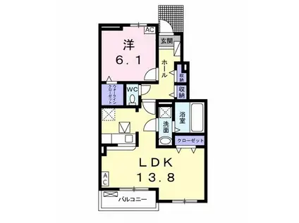 ポルズブロッコ ヴェントットD(1LDK/1階)の間取り写真