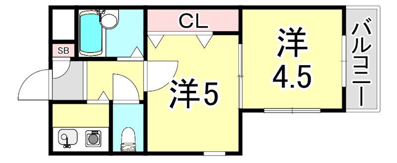 KSグランツ(1DK/2階)の間取り写真