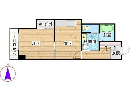 小豆沢2パレス(1DK/4階)の間取り写真