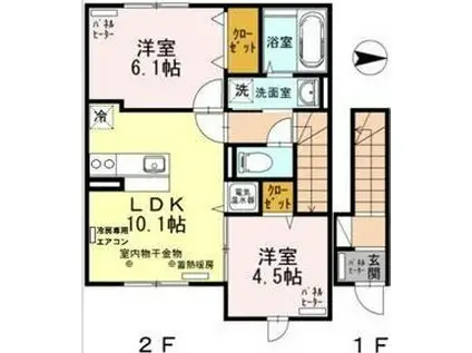 グランドールKR I(2LDK/2階)の間取り写真