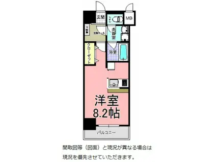 ラフィーネ東原 C棟(ワンルーム/3階)の間取り写真