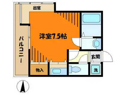 ウッドベルV(ワンルーム/1階)の間取り写真