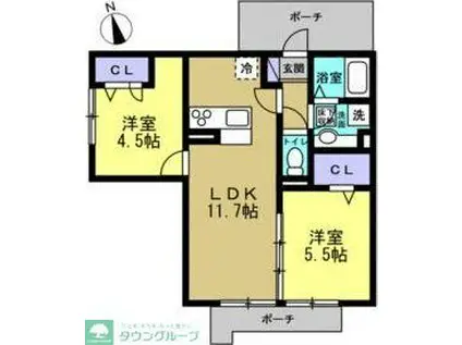 LUANA(2LDK/1階)の間取り写真