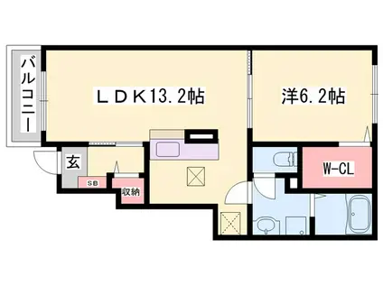 エレガンテ ヴィラIII(1LDK/1階)の間取り写真