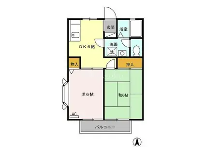 サンライズ(2DK/2階)の間取り写真