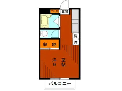 ゼンホームズ B(ワンルーム/2階)の間取り写真