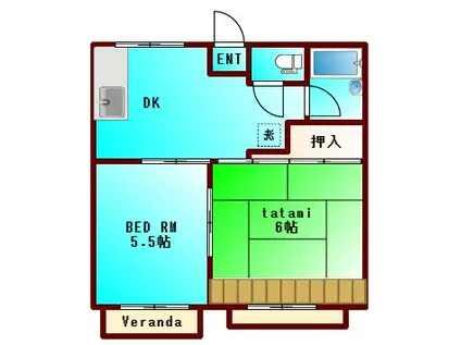 ハイツ森A・B(2DK/1階)の間取り写真