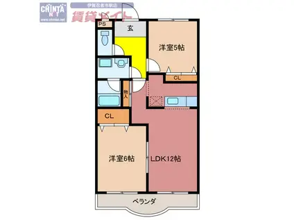 エーデル・ハイム(2LDK/2階)の間取り写真