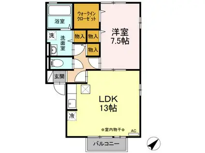 FLORAIII(1LDK/1階)の間取り写真