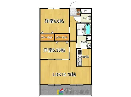 ルネス・オネストソアラ(2LDK/3階)の間取り写真