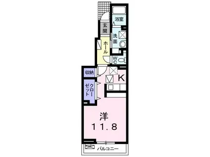 サニーサイドヴィレッジI(ワンルーム/1階)の間取り写真