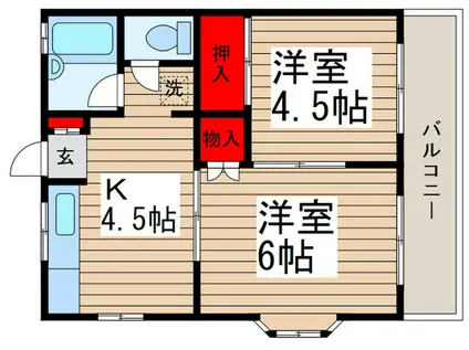 林田コーポ(2K/2階)の間取り写真