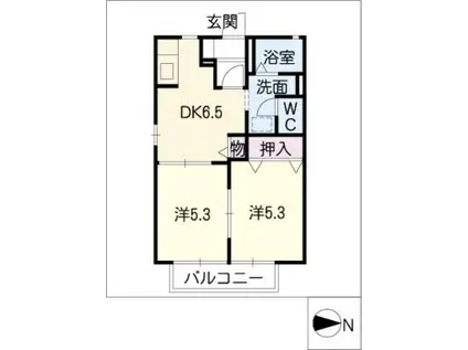 グリーンハイムS(2DK/2階)の間取り写真