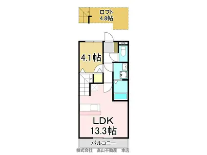 ジェニファー21(1LDK/2階)の間取り写真