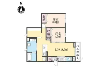 PALAISPOIRE A棟(2LDK/2階)の間取り写真