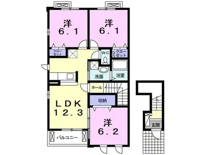 サザンナレッジ(3LDK/2階)の間取り写真
