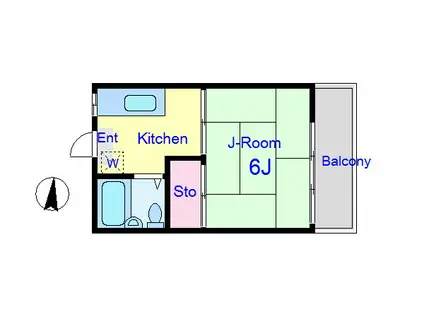 コーポトモ(1K/1階)の間取り写真