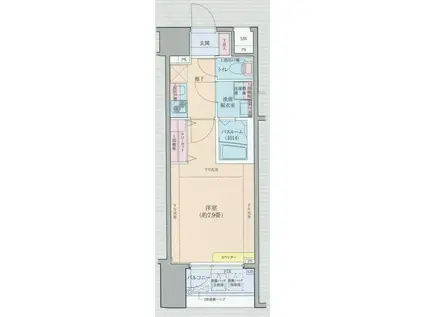 ロアール茅場町(1K/12階)の間取り写真