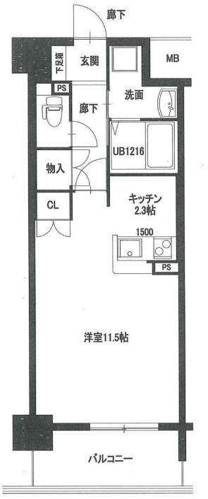 大拓ハイツ22(1K/2階)の間取り写真