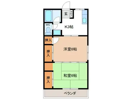 第2田代アパート(2DK/2階)の間取り写真