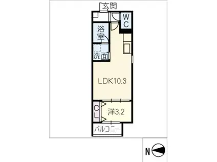 LECOCON上飯田(1LDK/3階)の間取り写真