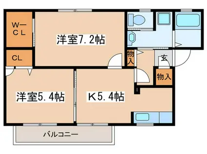 シティーハイムロイヤルIII(2K/2階)の間取り写真