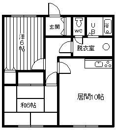 テルメハイツB(2LDK/1階)の間取り写真