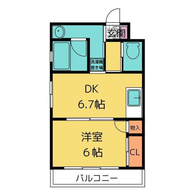 オーシャンS(1DK/3階)の間取り写真