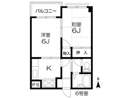 リバーサイドハイツ(2K/3階)の間取り写真