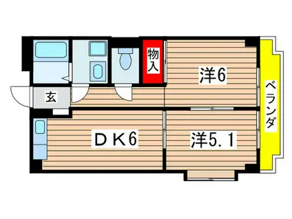ダイワプラザ都(2DK/3階)の間取り写真