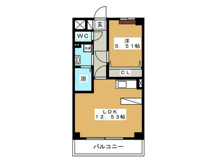 ムーブル エスト(1LDK/3階)の間取り写真