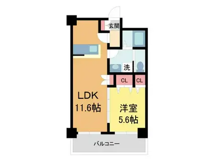 ハイムマミ(1LDK/2階)の間取り写真