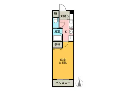 シャトーはるみ(1K/5階)の間取り写真