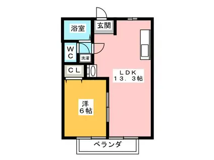 サニーコート玉城(1LDK/2階)の間取り写真