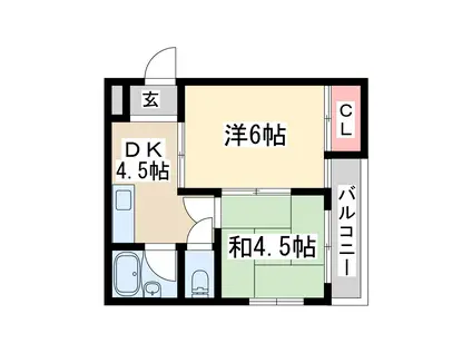 ガルボ淡路(2DK/2階)の間取り写真