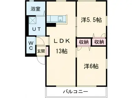 レトア・ブランシェ(2LDK/2階)の間取り写真