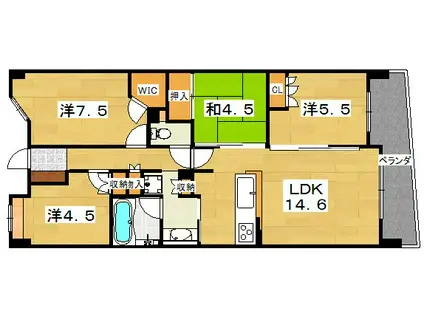 レピア枚方中宮本町(4LDK/2階)の間取り写真