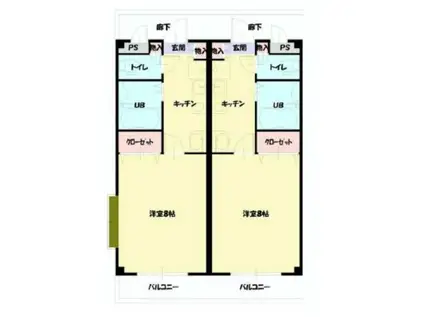 プリメーラ壱番館(1K/2階)の間取り写真