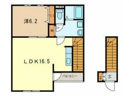 アスピリア SEASONS(1LDK/2階)の間取り写真