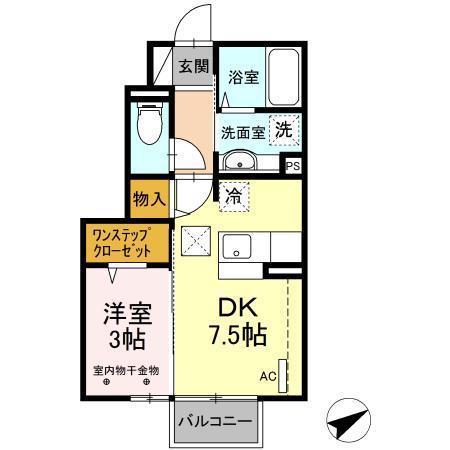 D-ROOM椿(1DK/1階)の間取り写真
