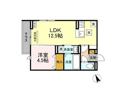 セレウィータ栄町(1LDK/1階)の間取り写真