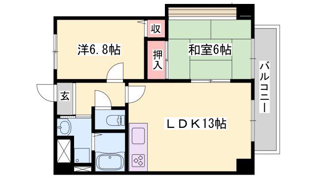 グリーンハイツ東山II(2LDK/3階)の間取り写真