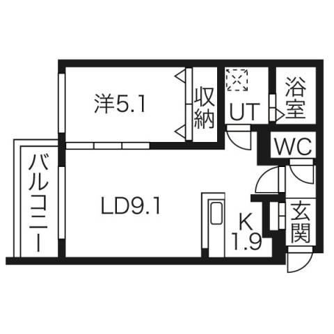 ドルチェ621(1LDK/4階)の間取り写真