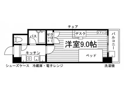 ロイヤルインテリジェンス(1K/3階)の間取り写真