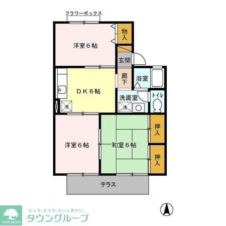 サニーコーポ富士見B(3DK/1階)の間取り写真