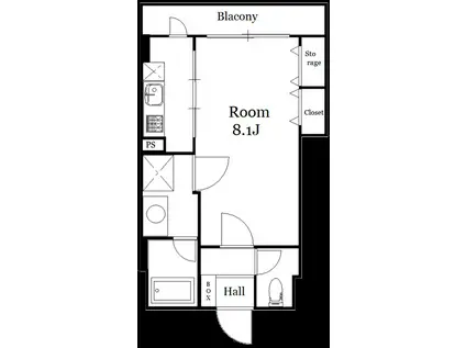 キアーログランデ(1K/4階)の間取り写真