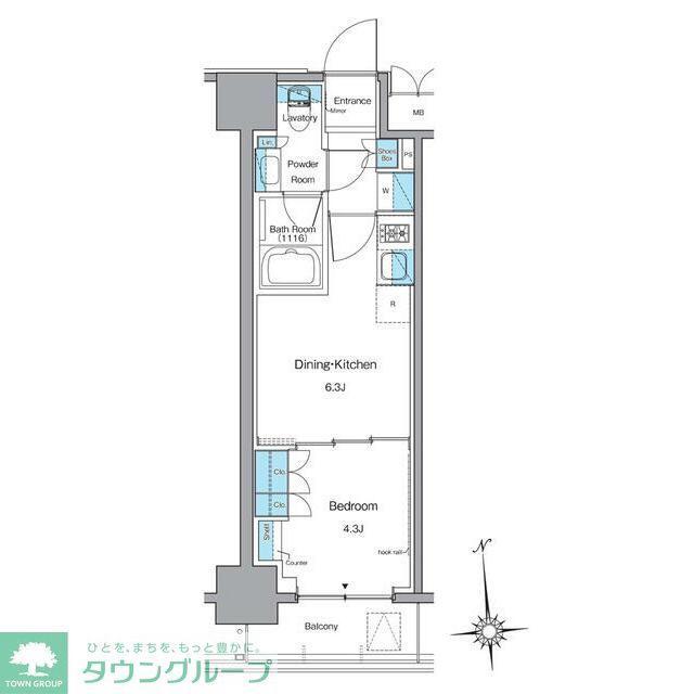 ルフォンプログレ上野稲荷町(1DK/6階)の間取り写真