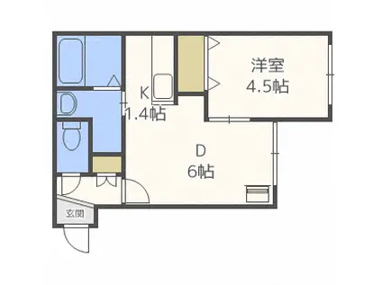 GRANDIR北大前(1LDK/2階)の間取り写真