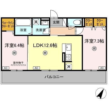 スペチアーレ・セレーナ(2LDK/2階)の間取り写真